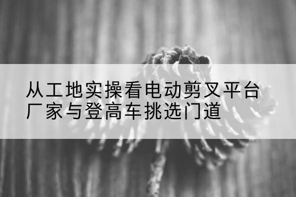 托里电动剪叉升降平台厂家-从工地实操看电动剪叉平台厂家与登高车挑选门道
